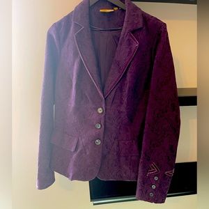 Shimmering Waltz Purple Blazer with Velvet Trim